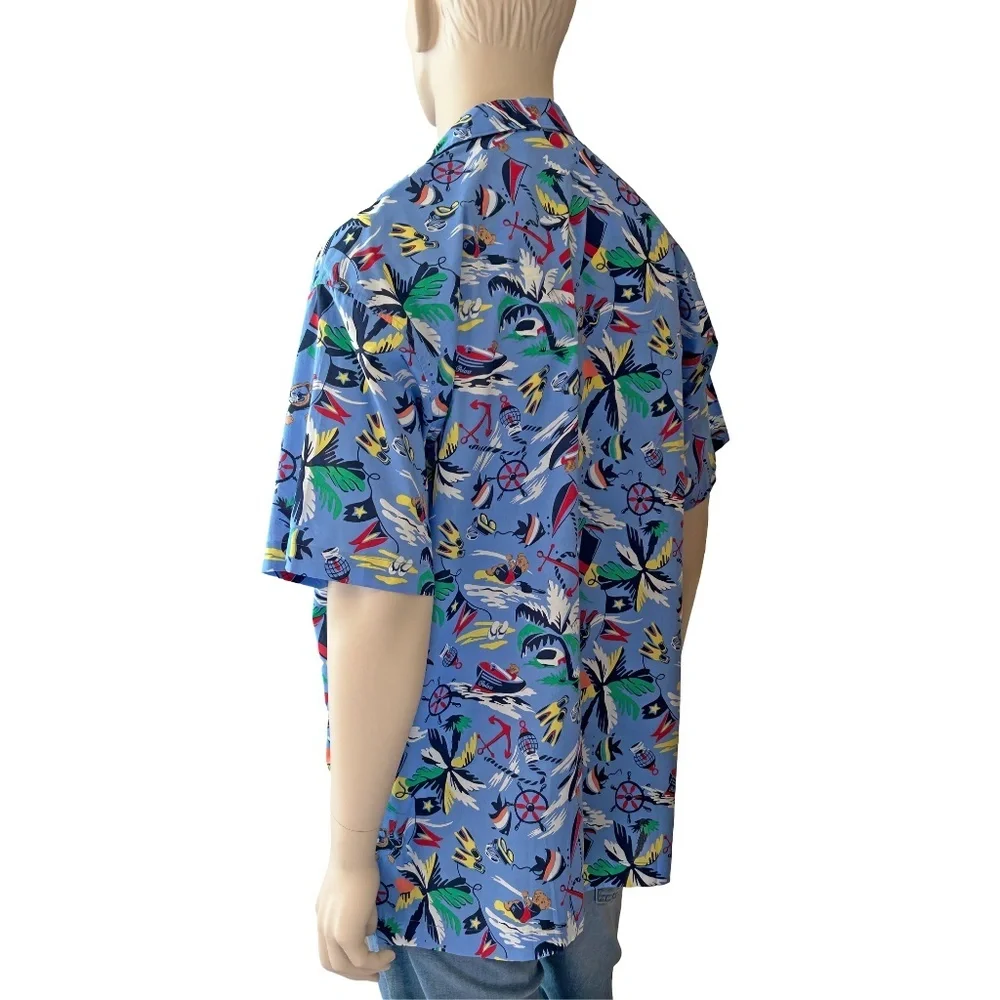 Polo Ralph Lauren Hawaiian Shirt 67 Bear Fun Tropical Vacation All Over Print - Picture 7 of 13